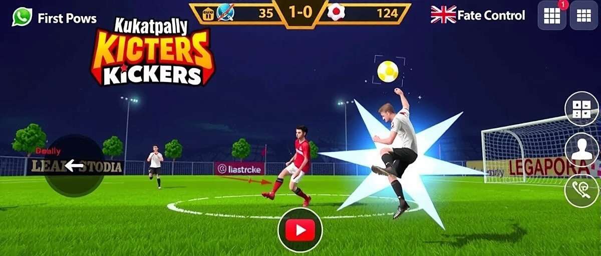Kukatpally Kickers Gameplay Controls Kukatpally Kickers gameplay showing player controls and match action